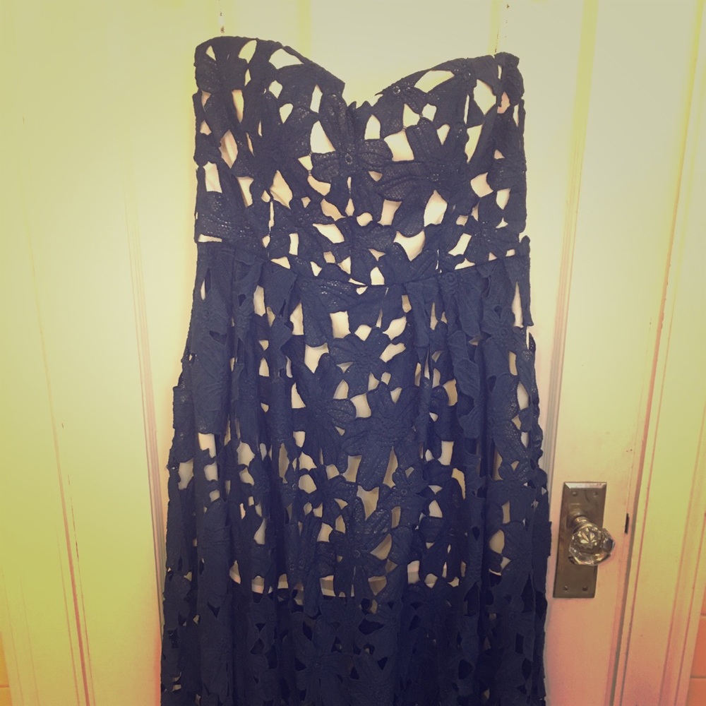 ON HOLD Chi Chi London Dress with Navy Overlay